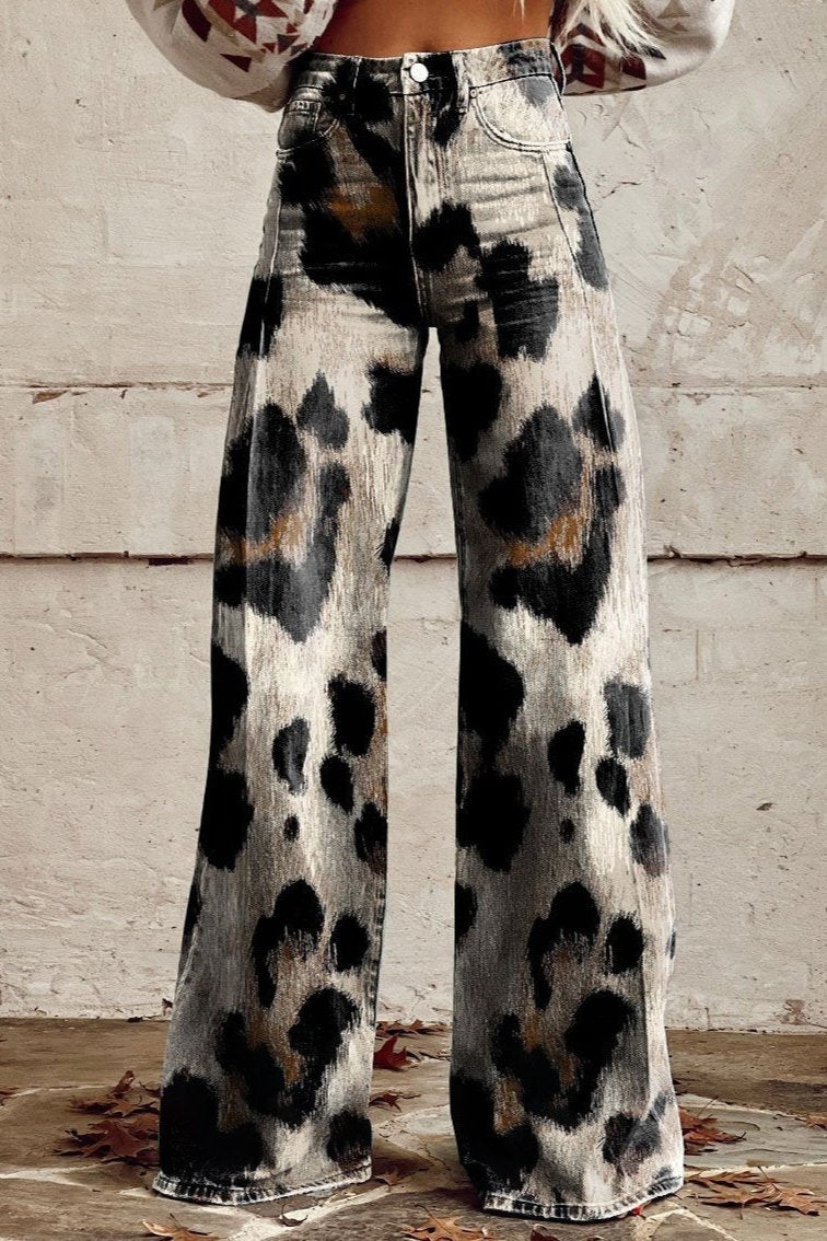 Freya™ | Vintage håndlagde bukser med chic trykk